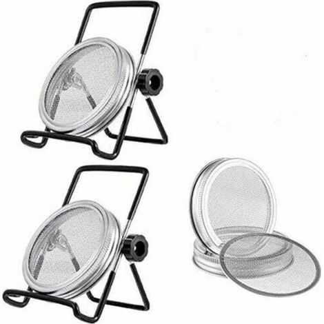 Kit de 6Pcs Couvercles Germination avec 4Pcs Couvercle à Germer Écran en Acier Inoxydable et 2Pcs Supports de Germination pour Graines à Germoir