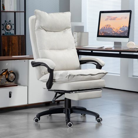 Fauteuil de bureau de massage - en nylon - ajustable en hauteur - chaise pivotante ergonomique - blanc crème - Robuste (1/4)