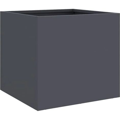 Pot de fleurs couleur anthracite, 32x30x29 cm, acier.