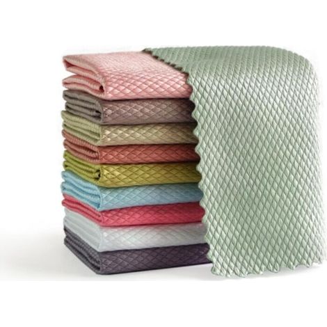 10 Pièces Chiffons de Nettoyage en Microfibre pour Écailles de Poisson, Chiffons de Nettoyage Nano Réutilisables - 30cm 40cm (Couleur Aléatoire)