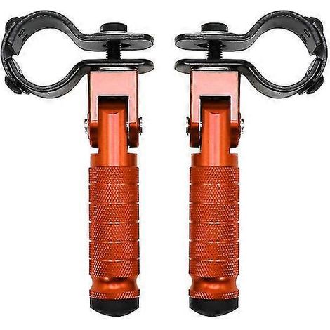 CNC-gefräste Aluminium-Motorradpedale, 8 mm, universell, klappbar, Fußraste für Motorräder, Mopeds, Karts, Roller – Orange (1/5)