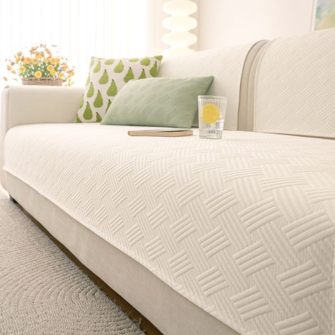 Housse de canapé rafraîchissante d'été – Protège-canapé respirant et antidérapant – Tapis de protection confortable effet frais pour canapé (Blanc - 70 × 180 cm) (1/5)
