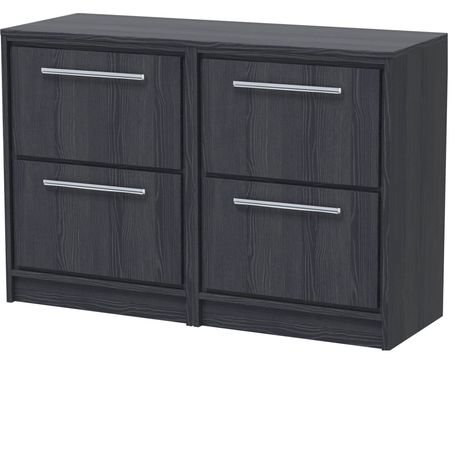 Longnor 4 Drawer Floor Standing Vanity Unit with Worktop, Woodgrain Graphite Grey, 600mm (1/4)