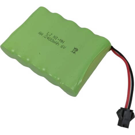 Batteria NI-MH da 2400 mAh 6V, connettore SM, nera (1/4)