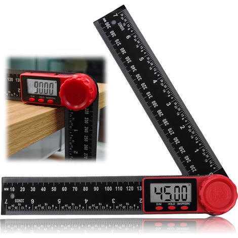 Rapporteur D'angle Numerique, 7in/200mm Equerre Fausse Numerique Double Échelle, Numérique Angle Finder Rotation 360°avec Écran LCD et Fonction Verrouillage pour Travail "6 Pièces Foret Diamant (1/5)