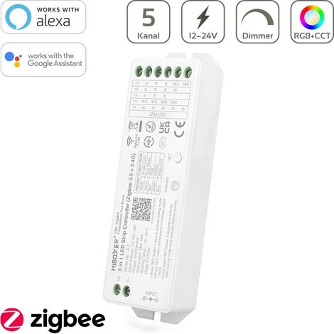 MiBoxer Zigbee 3.0 + 2.4GHz RGB+CCT LED Controller 5 Kanal 12/24V WiFi Alexa Google Steuerung ZL5