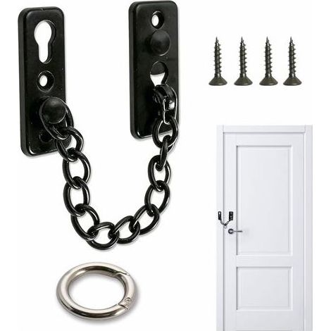 Chaîne de Sécurité pour Porte avec Vvis, Chaîne Antivol en Acier Inoxydable pour Porte avec Anneau de Retenue et Boucle à Ressort, Serrure Porte Interieure pour Hôtel, Appartement, Chambre à Coucher (1/5)
