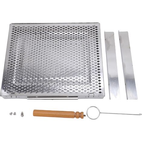 Panier à grillades pour barbecue, barbecue de camping portable en acier inoxydable avec séparateurs amovibles pour poisson, viande, légumes, poignée unique (1/5)