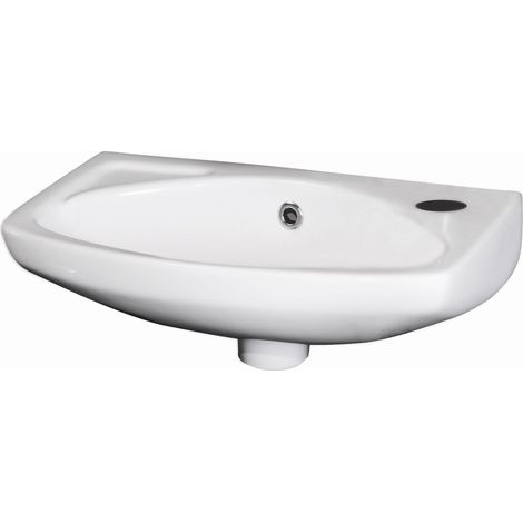 Balterley Anslow Cloakroom Wall Hung 1 Tap Hole Oval Ceramic Basin with Overflow, 450mm - White