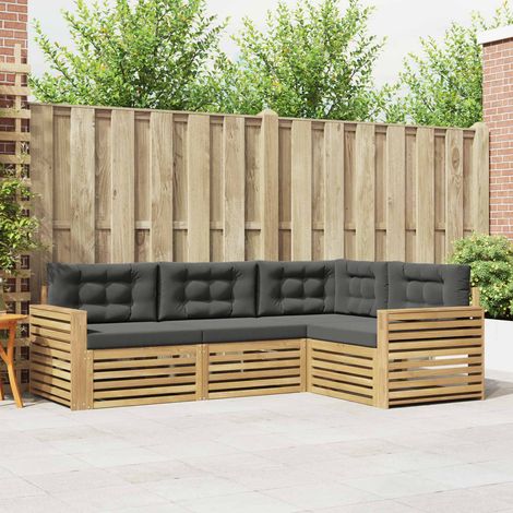 Teenpull – Outdoor-Sofagarnitur 4 Stk. Weiß und Anthrazit Polyester (1/5)
