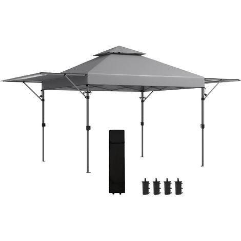 Tonnelle pop-up jardin Pliant 5 x 3 m, tissu oxford avec 2 parois réglables, sac à de transport à roulettes inclus (1/5)