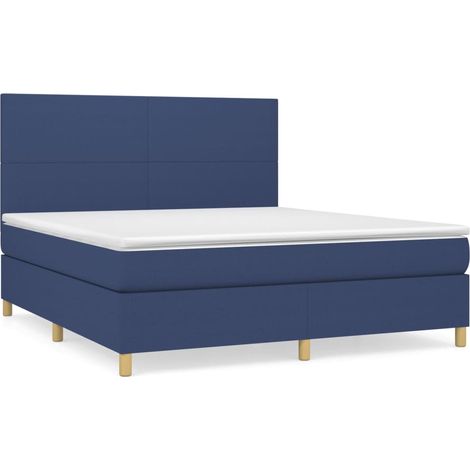 Maison Exclusive - Cama box spring con colchón tela azul 180x200 (1/5)