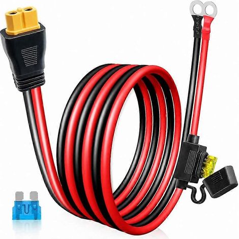 Câble XT60i vers cosse à anneau torique, câble connecteur XT60i 10 AWG avec fusible intégré 15 A/20 A, connecteur femelle en cuivre pur haute résistance (1/5)