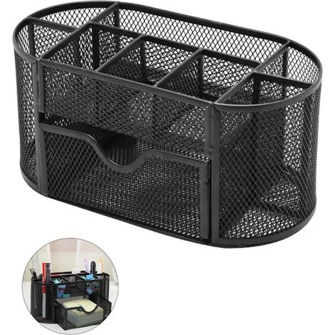 Rangement multi-fonctionnel organisateur - Moxilo - bureau maille métal porte-stylo papeterie conteneur boîte bureau fournitures (1/4)