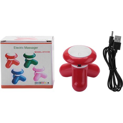 Massageur Vibrant USB Mini pour Cou et Corps Complet, Poignée Ergonomique Rouge (1/5)