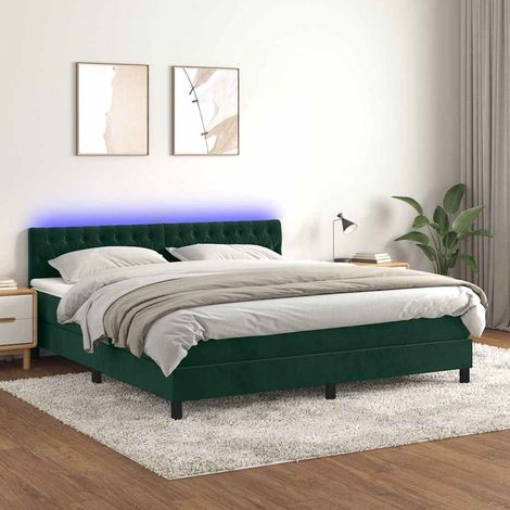 Sommier à lattes de lit avec matelas LED Vert foncé 160x200 cm (1/5)
