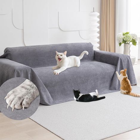 Anti Claw Cat Sofa Cover, Waterproof Sofa Cover, 2 Seater Sofa Cover, Cat Claw Sofa Cover, Non-Slip Sofa Cover, Suitable for Children, Dogs, Cats, Grey, 300 x 180 cm (1/5)
