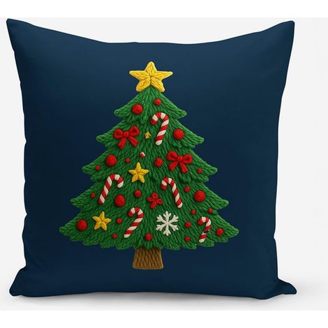 Copricuscino natalizio in poliestere decorato 43x43 Skifer - Blu (1/2)