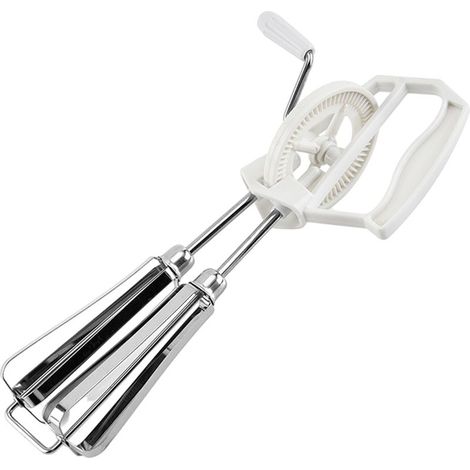 Fouet rotatif manuel en acier inoxydable, batteur à œufs, outil de cuisine, blanc (1/4)