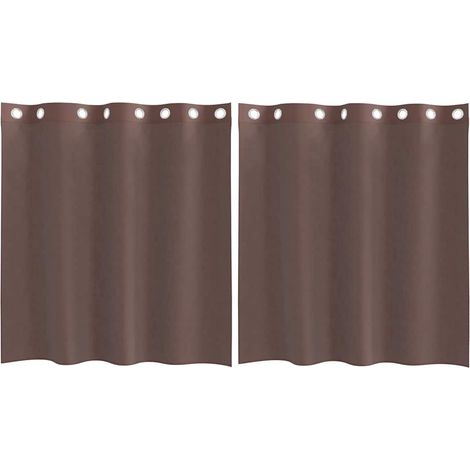 Maison Exclusive - Voile Vorhänge mit Ösen 2 Stk. Braun 140x140 c (1/5)