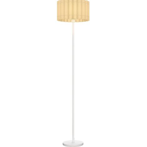 Stehlampe mit E27-Fassung, gewelltem Lampenschirm, Fußschalter, weiß (1/5)