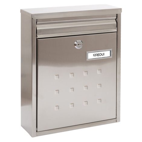 ARREGUI Dime V1327 Buzón Exterior de Acero Inoxidable, Tamaño M (Correo DIN A4 y Revistas), Buzón de Correo Individual, Buzón Pared, Agrupable, Fondo Estrecho, Anticorrosivo, Fácil de Instalar, Inox (1/5)
