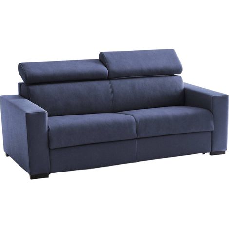 Talamo Italia Schlafsofa Agrippina, Großes 2-Sitzer-Sofa, 100% Made in Italy, Wohnzimmersofa mit drehbarer Öffnung, mit verstellbaren Kopfstützen und serienmäßigen Armlehnen, Cm 200x95h85, Blau