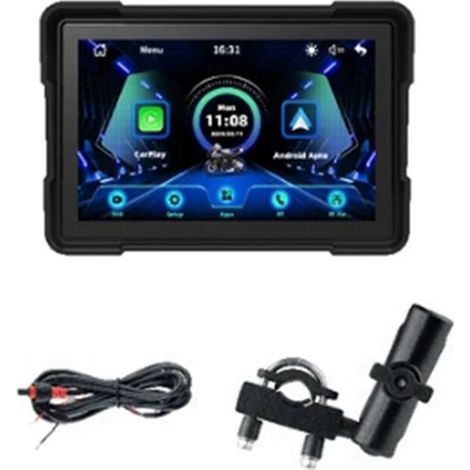 CarPlay Sans Fil pour Moto, Android Auto, 5 Pouces, Navigation GPS, étanche, Double BT, Double Enregistreur CAM A (1/2)