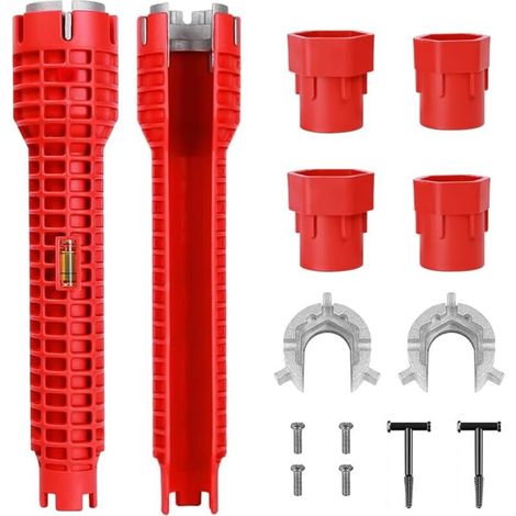 Chiave per rubinetto, 2 pezzi 8 in 1 multifunzione antiscivolo per rubinetto e lavandino, chiave per tubi idraulici per WC, lavandino, bagno, cucina