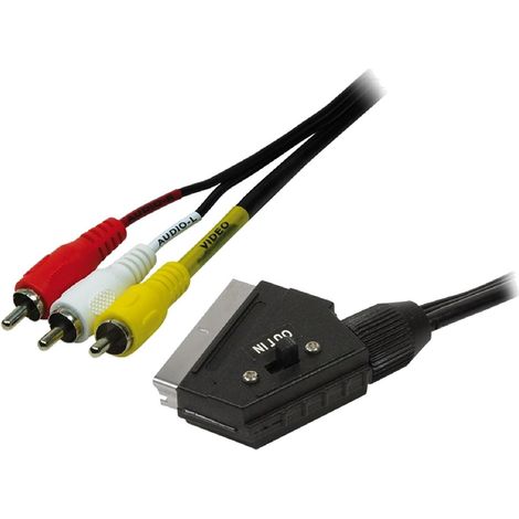 Cable RCA male x3 SCART prise male 2m - Noir