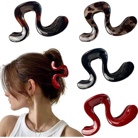 4 Pince Attache Cheveux Femme Barettes Cheveux Femme Grosse Pince Cheveux Pour Femmes Pince Cheveux Antidérapante Épingle à Cheveux Imprimé Léopard Convient aux Cheveux Fins et Épais (1/5)