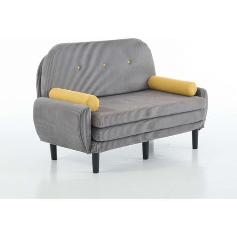 Sofá loveseat gris de pana para salón con almacenaje, convertible en cama y sillón relax (1/5)