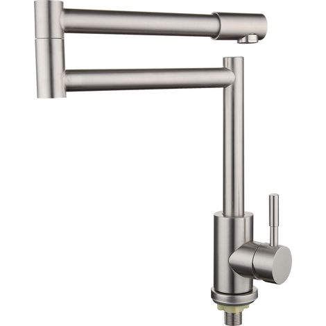 Robinet de cuisine pliable en acier inoxydable 304, rotation à 360°, design compact  Disponible en 4 couleurs, chromé