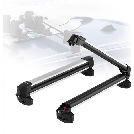 Porte-skis sur barre de toit 715 mm, support pour planche à neige universel en aluminium avec verrou, capacité 6 paires de skis ou 4 planches, compatible avec la plupart des barres transversales (1/5)