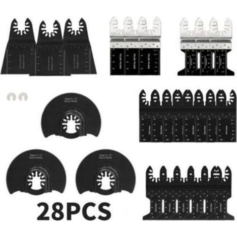 Accessoires multi-outils vibrants, lame de scie universelle pour Dewalt Ryobi Bosch, coupe du bois/métal/plastique, 28 pièces (1/5)