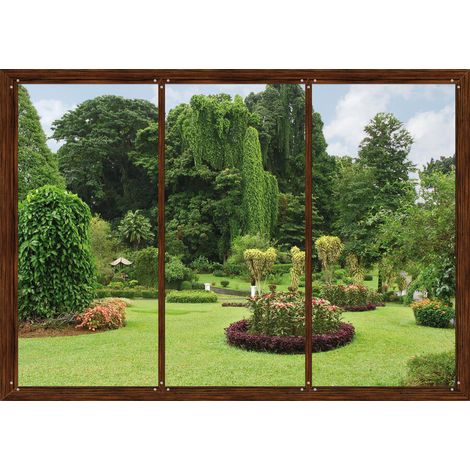 Window in garden , photo murale intissée, 360x270 cm, 4 parties (1/3)