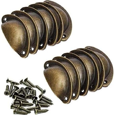 Poignée Coquille Rétro Poignee de Meuble Vintage Bouton Tiroir Poignée avec 24 Vis pour Placards Armoire Commode Tiroirs -12Pcs (1/5)