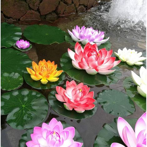 Plantes Étang Artificiel Lotus Simulation Nénuphar Fleur Décoration Réaliste Piscine d'Eau Violet, Contrôlez la tension après les premières intempéries (1/5)