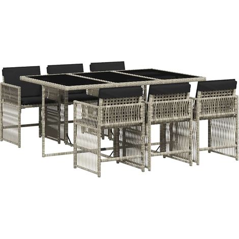 Maison Exclusive - Set da Pranzo da Giardino 7 pz Cuscini Polyrattan Grigio Chiaro (1/5)