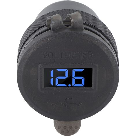 Chargeur de voiture à charge rapide double QC 3.0 avec voltmètre LED et interrupteur à bouton-poussoir, compatible avec les modèles des séries 1, 2 et 3, interface de prise standard européenne, bleu. (1/5)