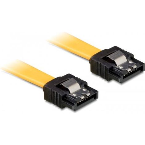 DeLOCK Cable SATA 3.0 SATA - SATA St/St 0,30m Clip Jaune (82805) (1/4)