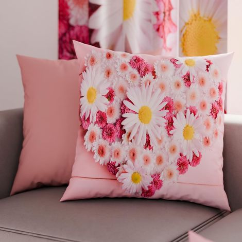 Lot de 2 Taies d'Oreillers 45x45 cm 100% Microfibre Hypoallergénique, Housse Oreiller Rectangulaire Floral Rose, Paquet de 2 (1/3)