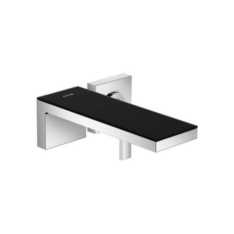 mitigeur lavabo encastré, bonde à écoulement libre chromée/verre noir