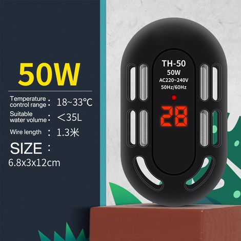 Tige chauffante pour tortues 50W, protection contre la surchauffe, température réglable de 18 à 33°C, chauffage pour aquarium à tortues