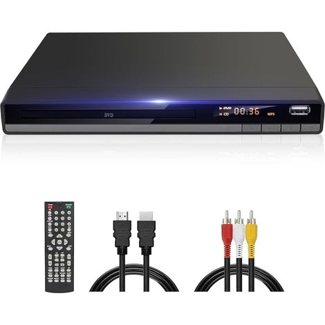 Lecteur DVD HD, DVD-168 Lecteurs DVD Toutes Régions pour TV, Lecteurs DVDs CD pour Système Stéréo Domestique avec Entrée USB, Sortie HDMI, Sortie RCA, PAL NTSC Intégré, Mise à l'échelle 1080P (1/5)