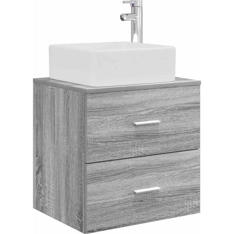 Wall-Mounted Sink Vanity Grey Sonoma 53 x 34.5 x 63 cm vidaXL