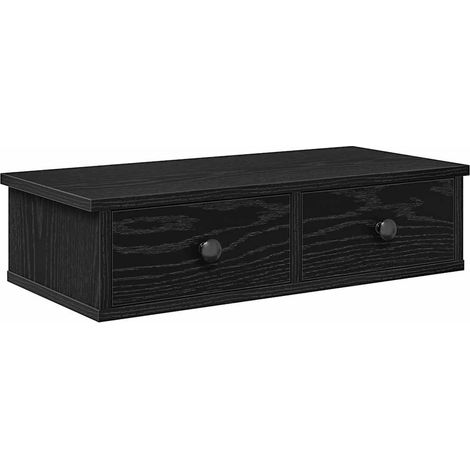 Étagère murale，Étagère flottante avec tiroirs noir 60x28x15 cm bois d'ingénierie CFW89458 (1/5)