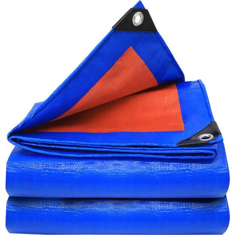 Bâche de piscine double face en toile robuste pour terrasse, allée, jardin, camping, arrière-cour, piscine, terrasse, extérieur, bleu 2 x 10 m