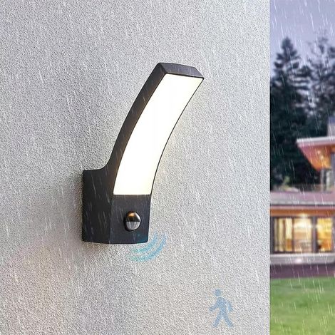Lampe Murale LED Extérieur avec Détecteur Mouvement pour Jardin Terrasse Étanche IP65 Aluminium Noir Moderne