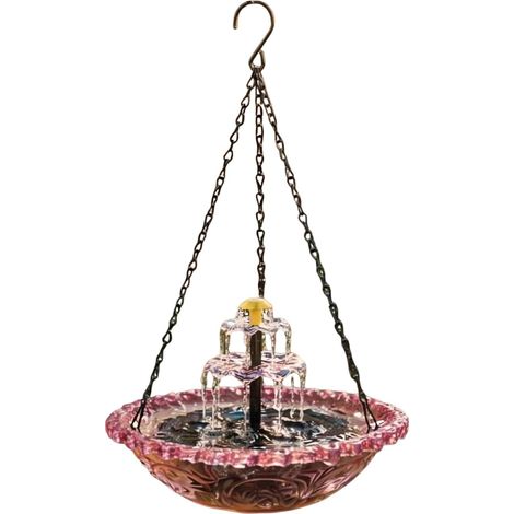 Fontana per vasche per uccelli sospesa a cascata solare, funzione ad energia solare, vasche per colibrì, fontana per uccelli all'aperto, accento decorativo da giardino, per patio, cortile (B) (1/5)